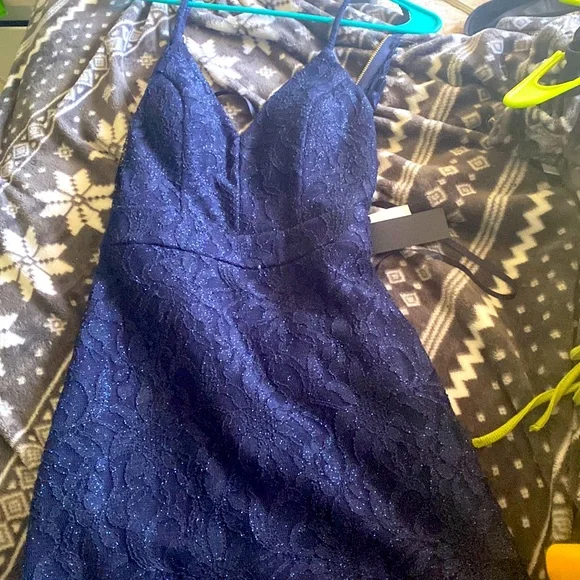 dark blue going out dress Off Shoulder Layered Navy Blue Lace Long Prom Dress with Split, Off th –  formalgowns main image 0